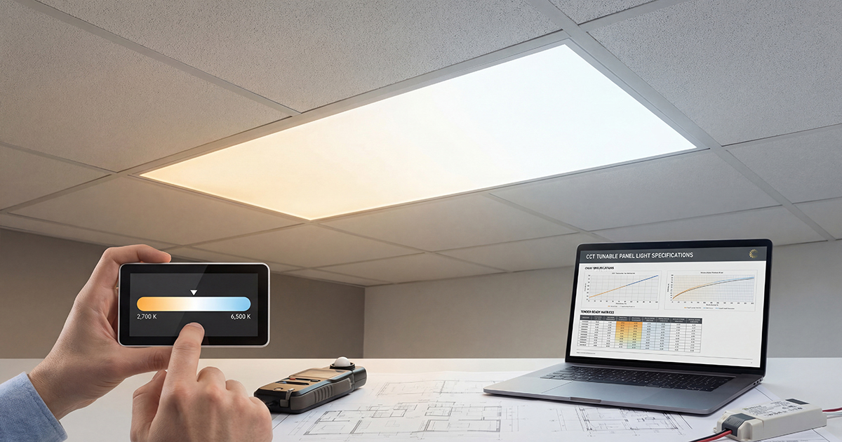 Guía de iluminación de panel con temperatura de color ajustable (CCT) para adquisición y especificación