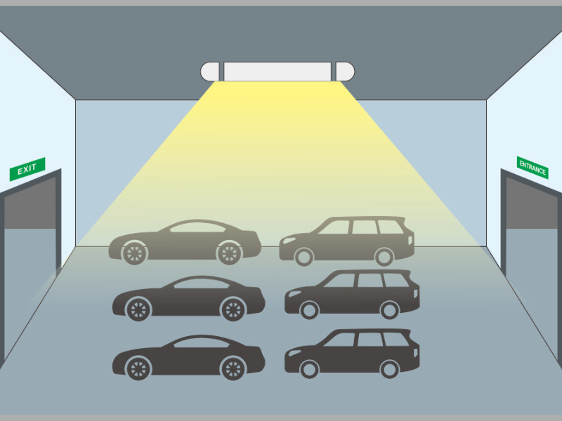 Parking lot lighting step dimming function