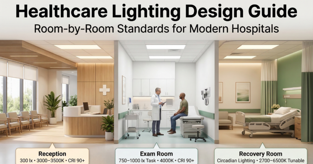 Sustainable Healthcare Lighting — Room by Room Specs