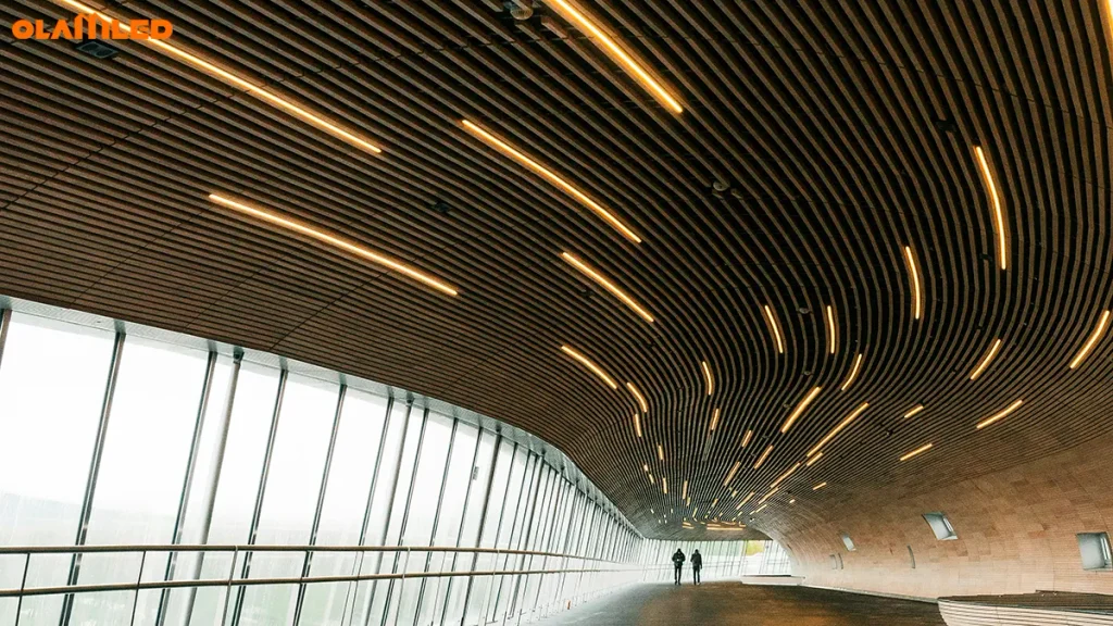 Recessed architectural linear lighting commercial hallway