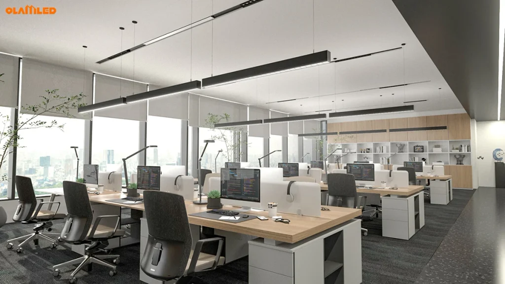 Suspended led linear light open plan office